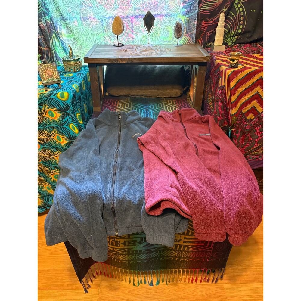 His and hers Columbia fleece jackets